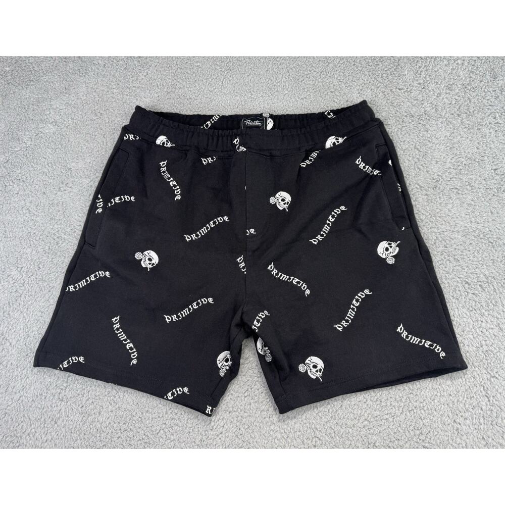 Primitive Skateboarding Embroidery Skull Sweat Shorts Black White Skull Sz Large